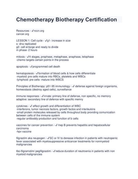 ONSONCC Chemotherapy Immunotherapy Certificate Study with Quizlet and memorize flashcards containing terms like name the 4 phases of the cell cycle, name the 4 stages of mitosis, Which is the longest. . Chemotherapy immunotherapy certification quizlet